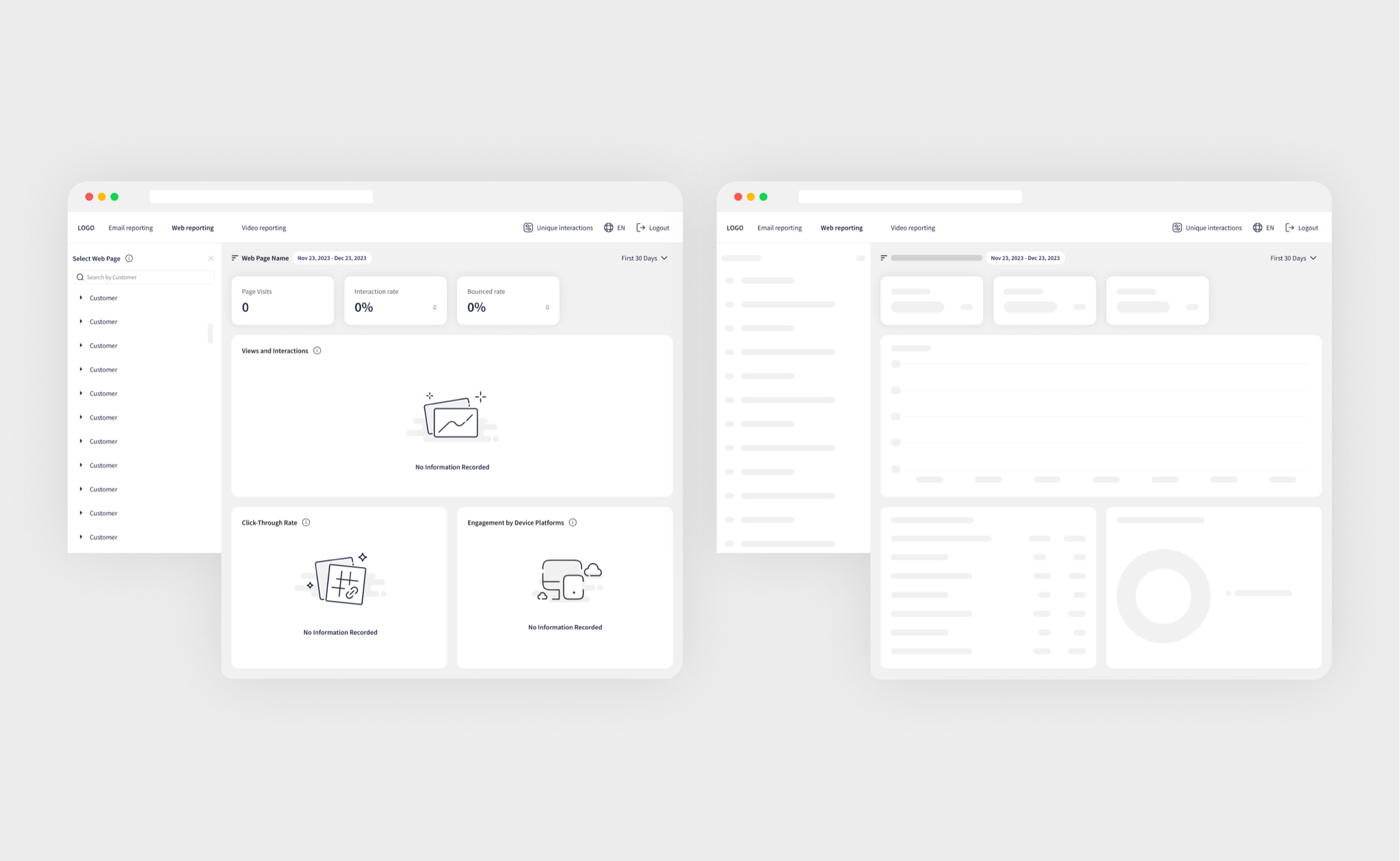 No data yet, and loading: both designed