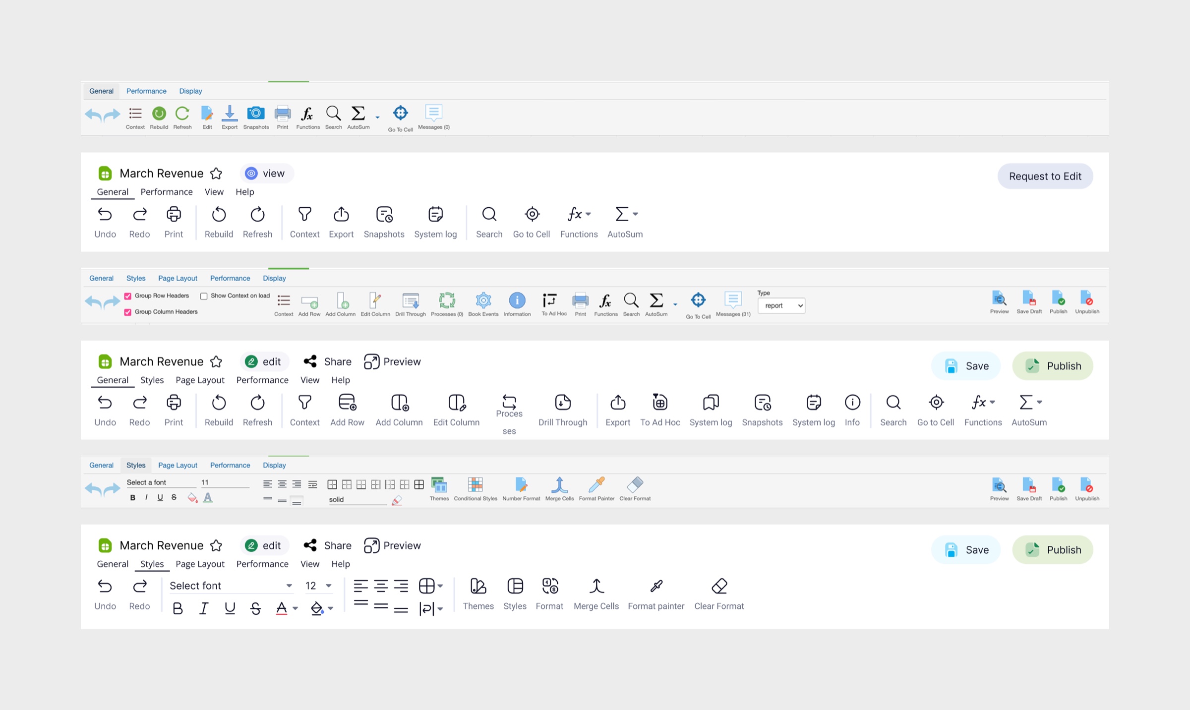 Excel-native toolbar